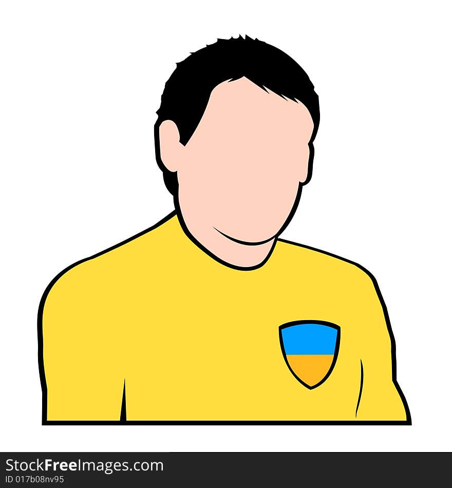 Simple illustration of ucrainian football or soccer player in national suit. Simple illustration of ucrainian football or soccer player in national suit