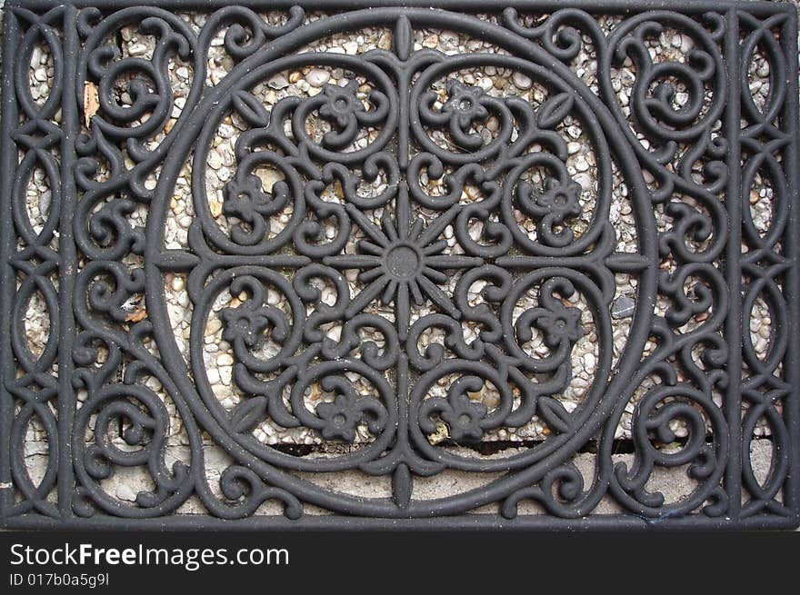 Rubber door mat in the front of a house