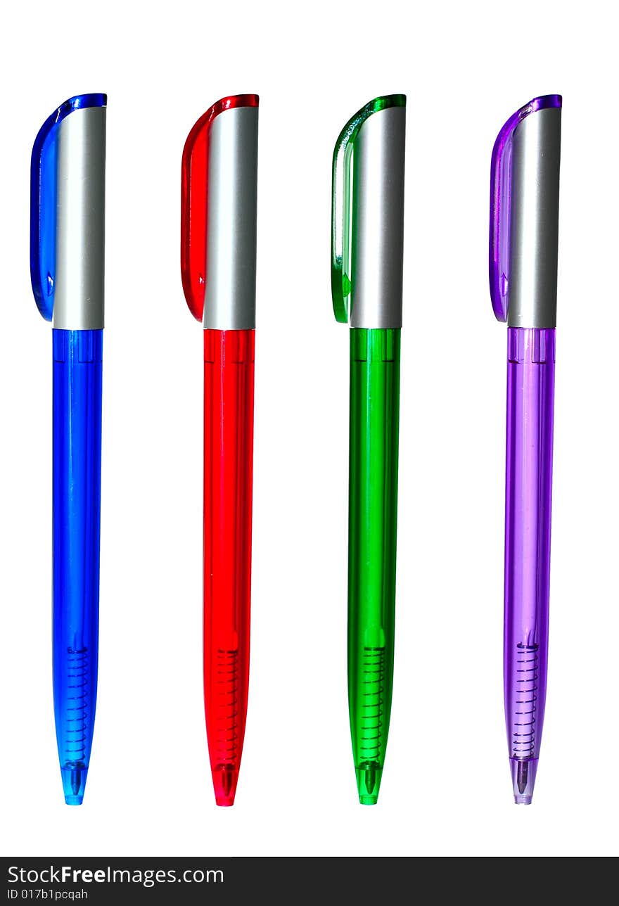 Multi-coloured handles on a white background. Multi-coloured handles on a white background