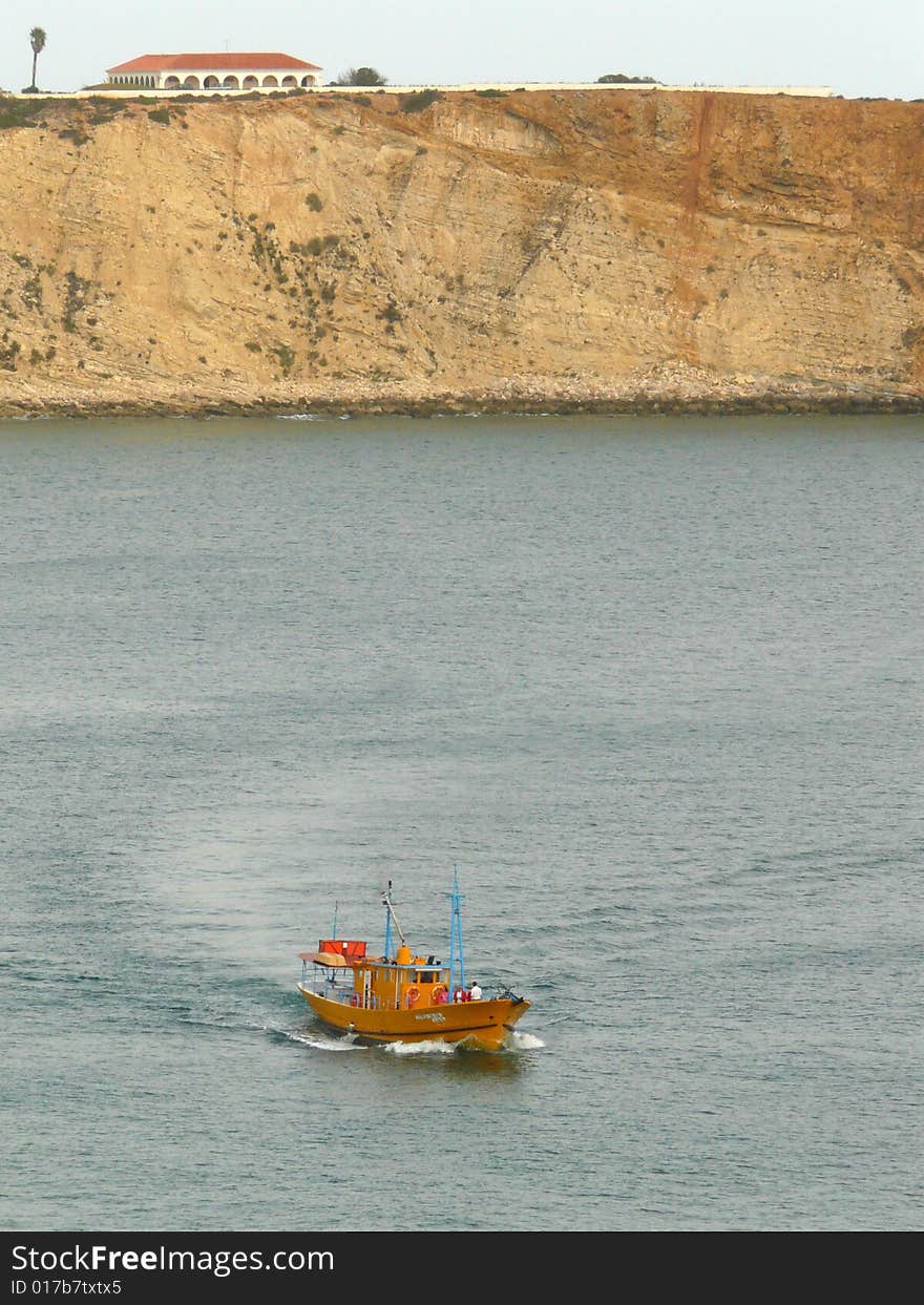 Boat in the bay of Sagres, South-west portugal. Boat in the bay of Sagres, South-west portugal