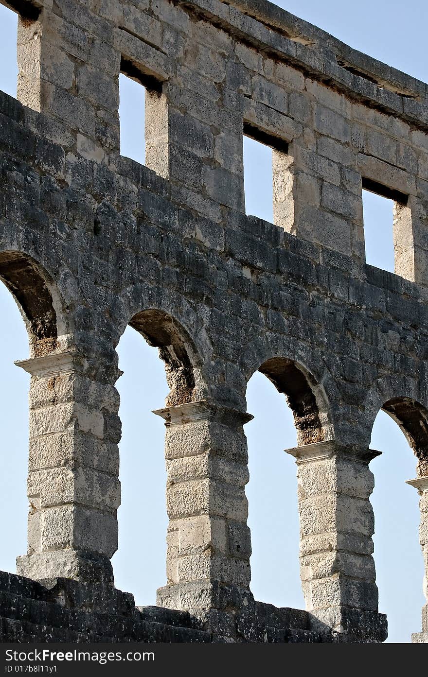 Fragment of ancient Roman amphitheater in Pula. Fragment of ancient Roman amphitheater in Pula