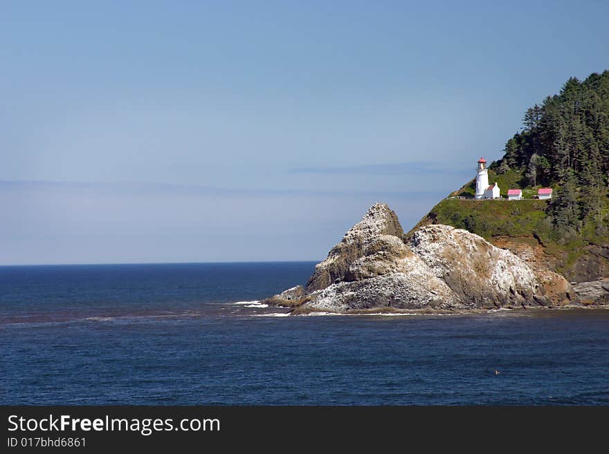 View with a lighthouse