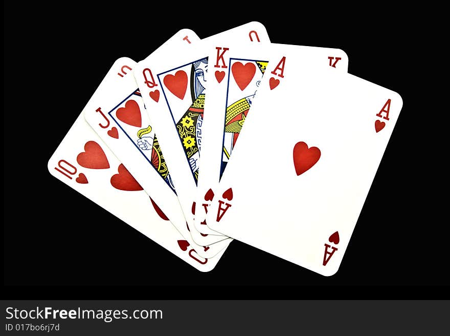 Playing cards on a black background. Playing cards on a black background