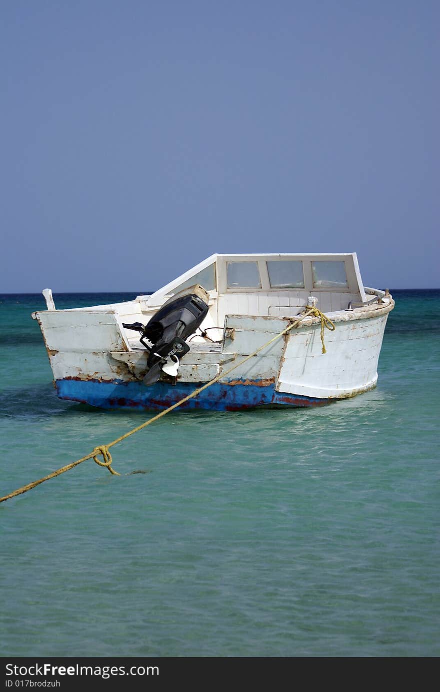 The boat near the shore. Red Sea, Egypt.