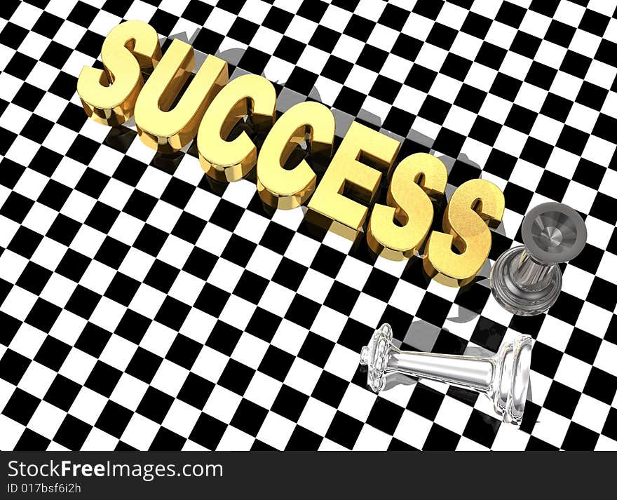 Success concept  3d chess background