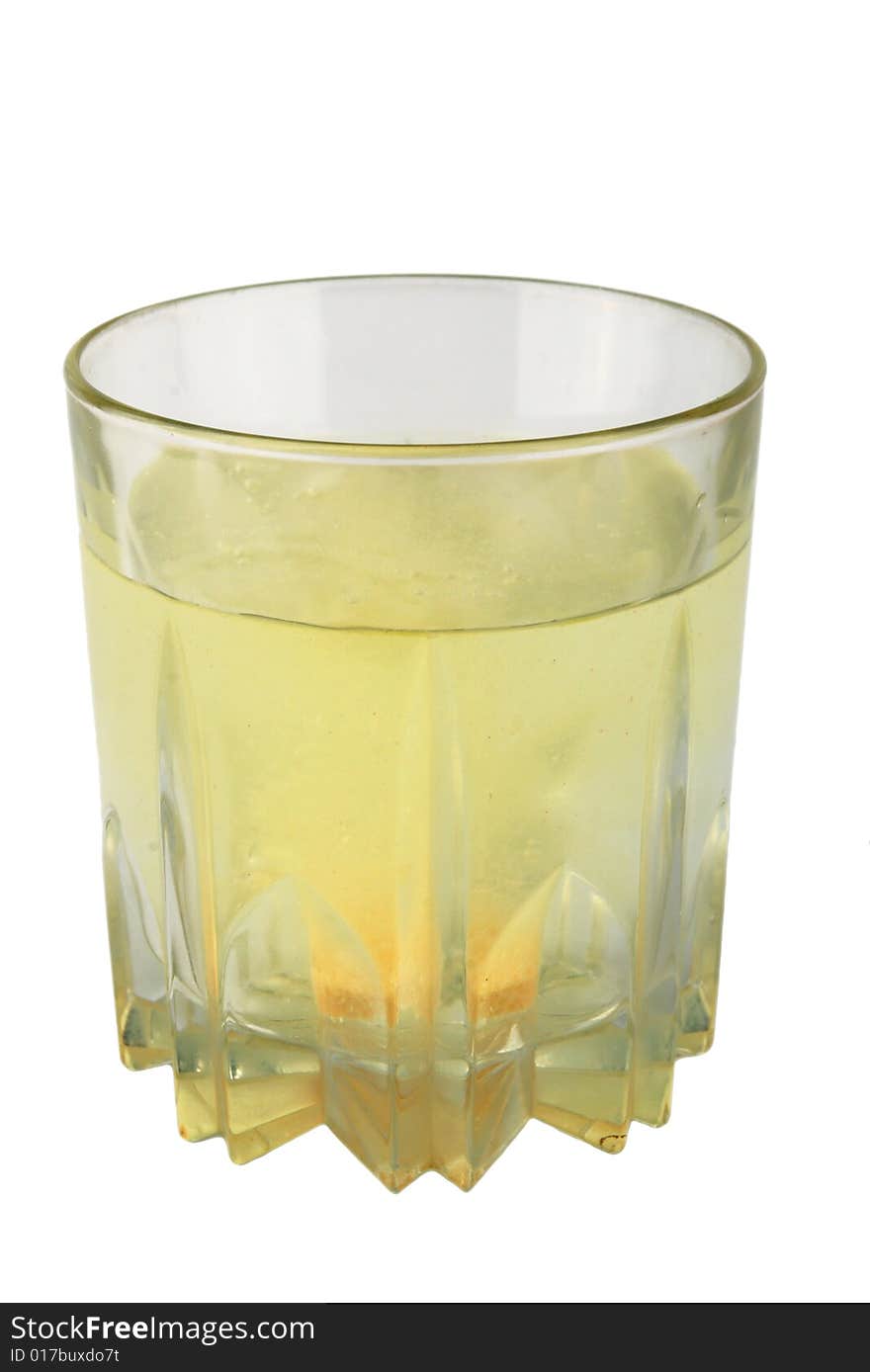 Instant lemonade from tablet in the glass. Instant lemonade from tablet in the glass