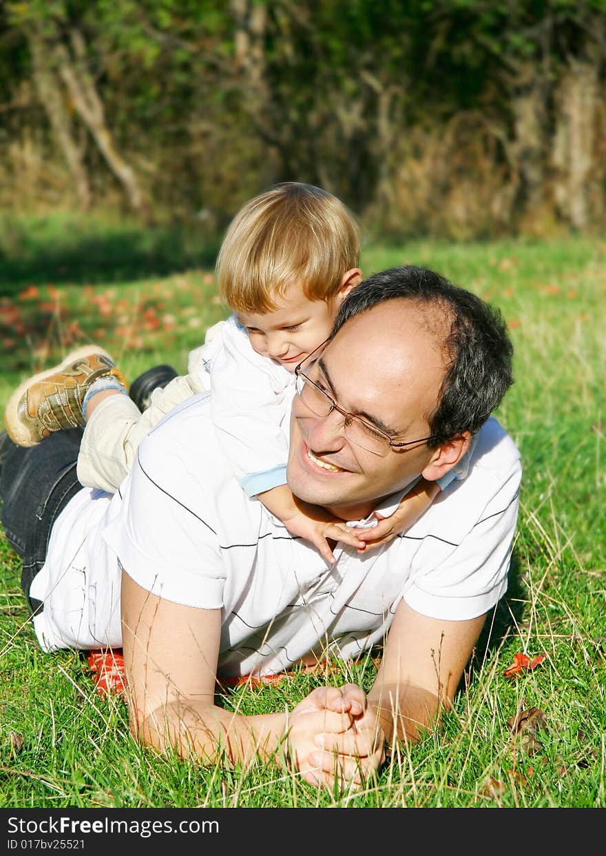 Father and son outdoor portrait