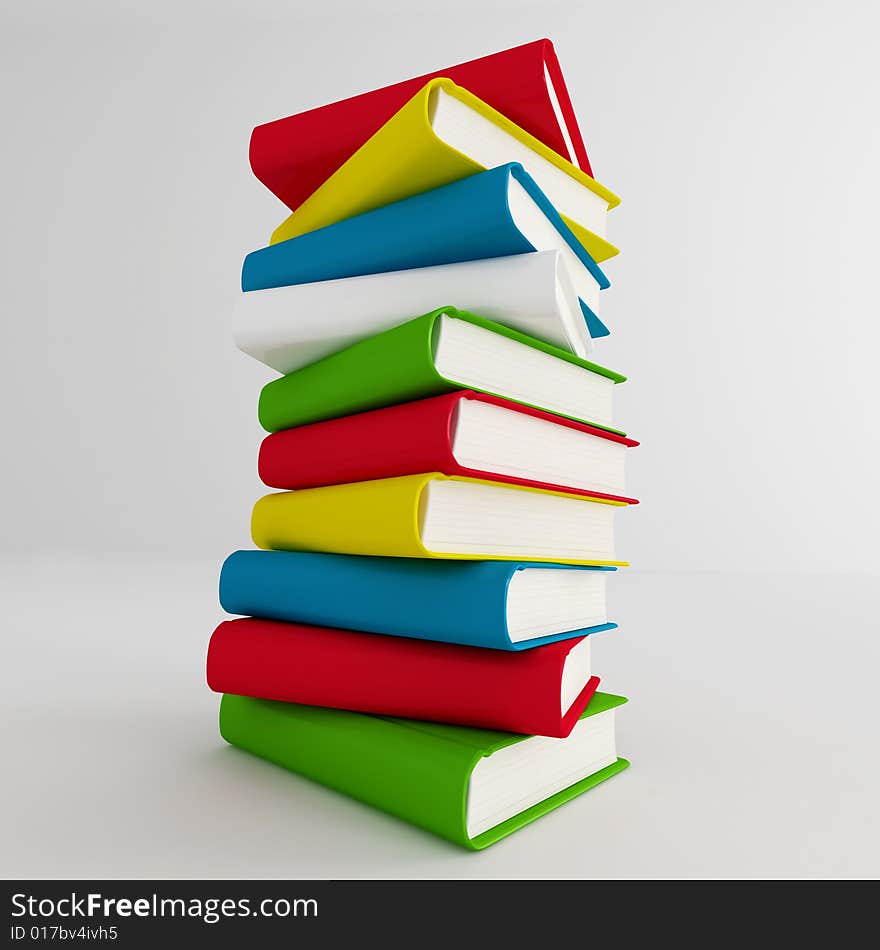 Stack of books isolated on grey background -digital artwork