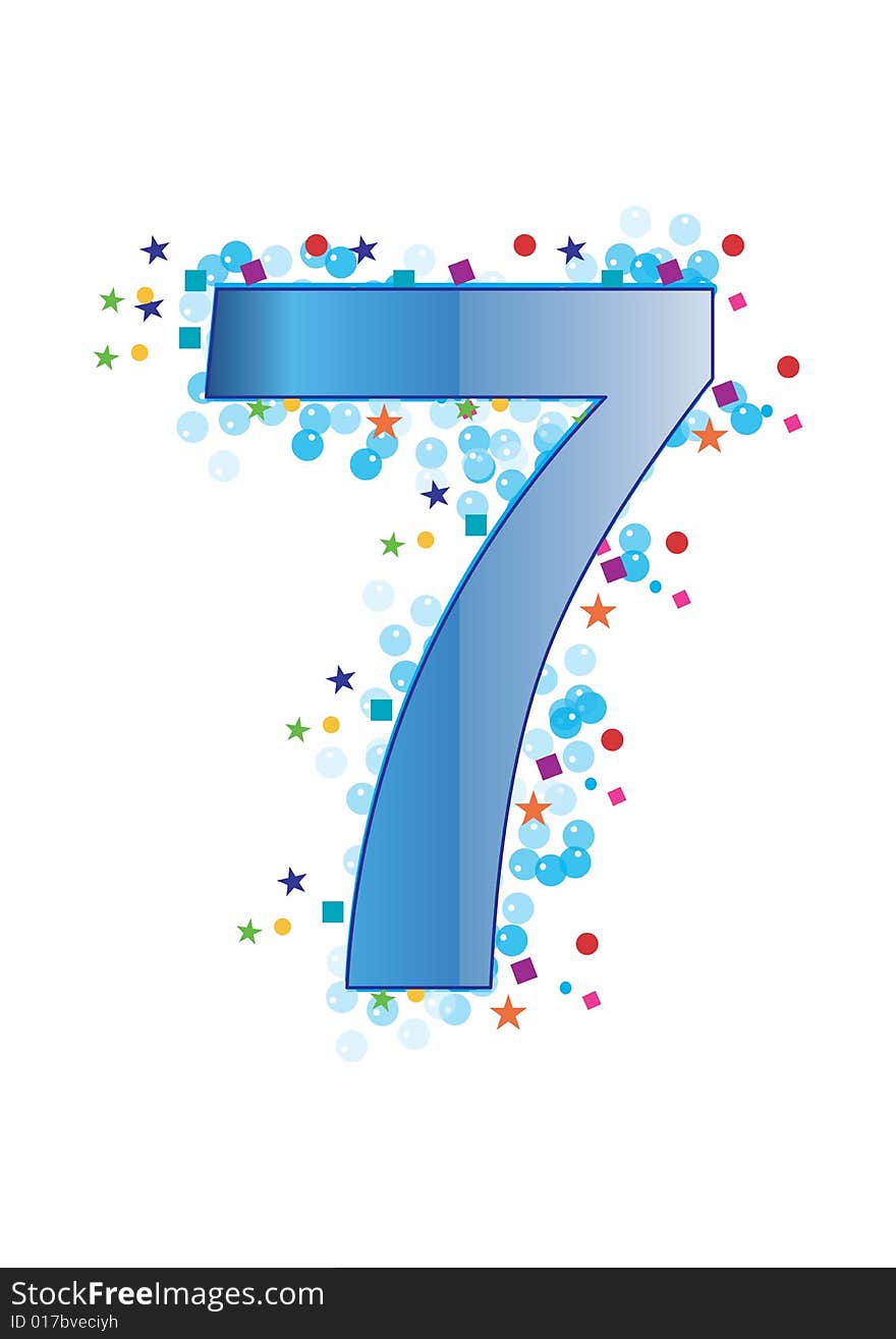 Ornamental Digit seven - best for your birthday related greeting card works, vector. Ornamental Digit seven - best for your birthday related greeting card works, vector