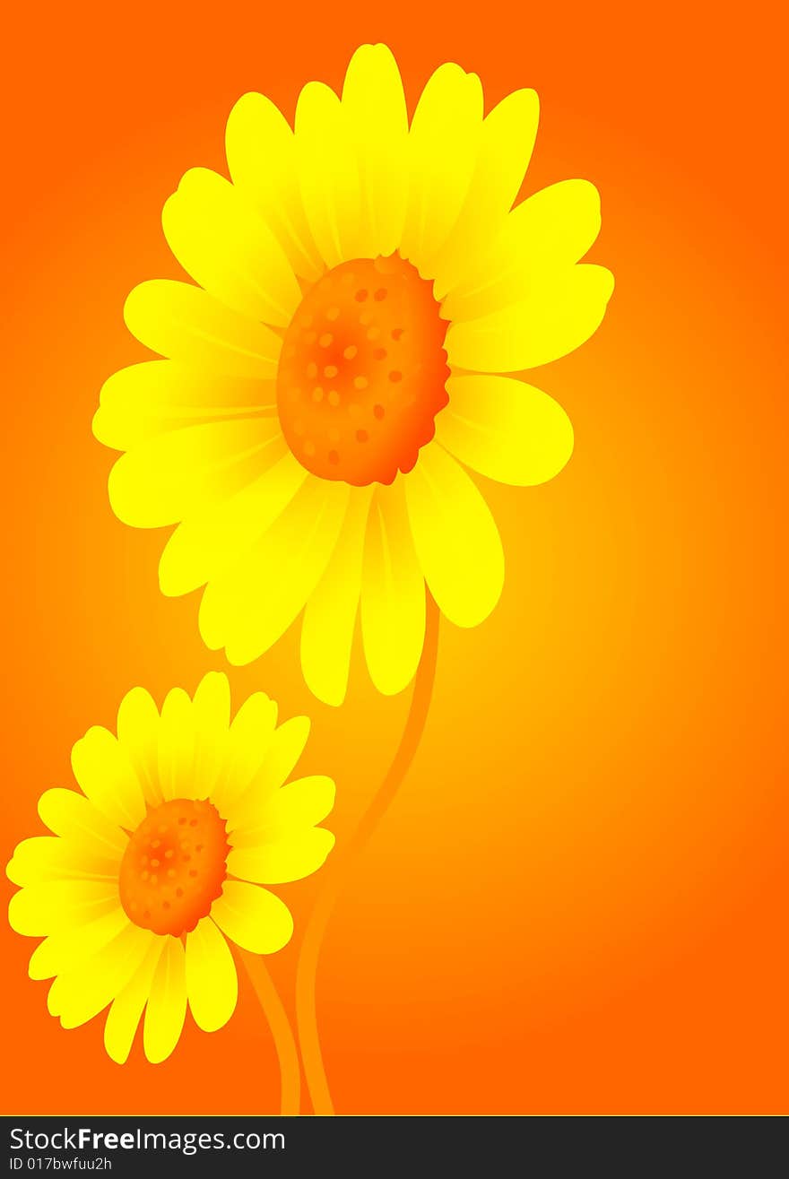 Illustration of yellow sunflower on gradient background. Illustration of yellow sunflower on gradient background