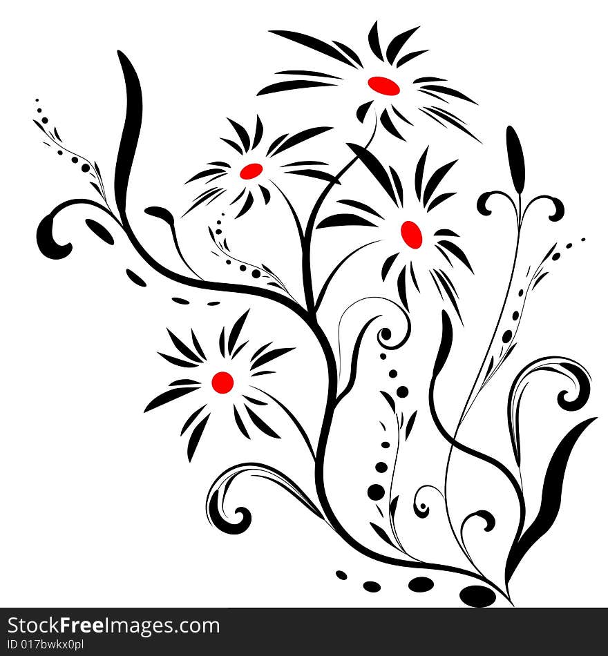 Black and red floral banner vector