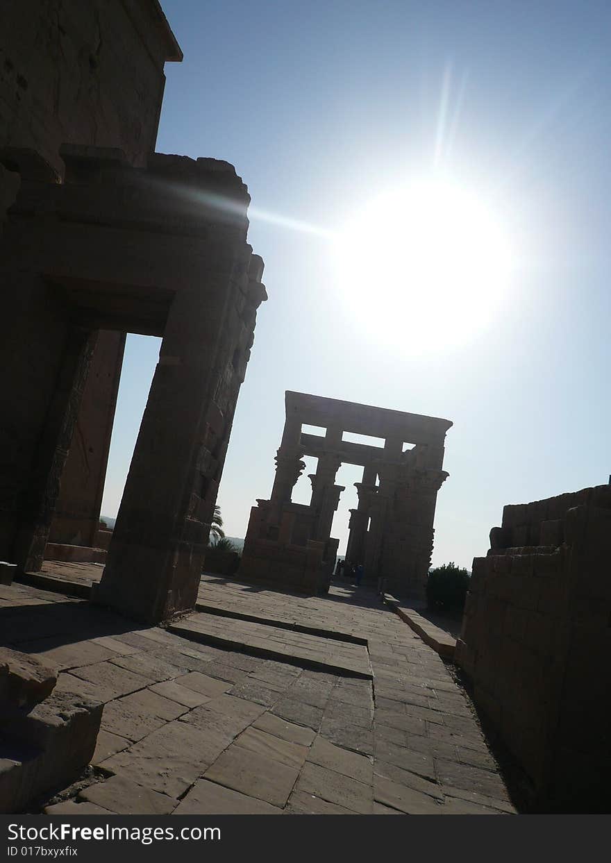 View of part of Temple of Philae, Egypt. Also known as Temple of Isis