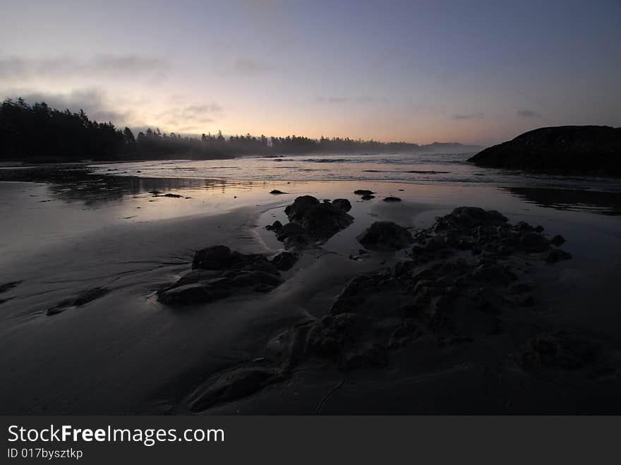 Dawn on a beach of Vancouver Island. Dawn on a beach of Vancouver Island