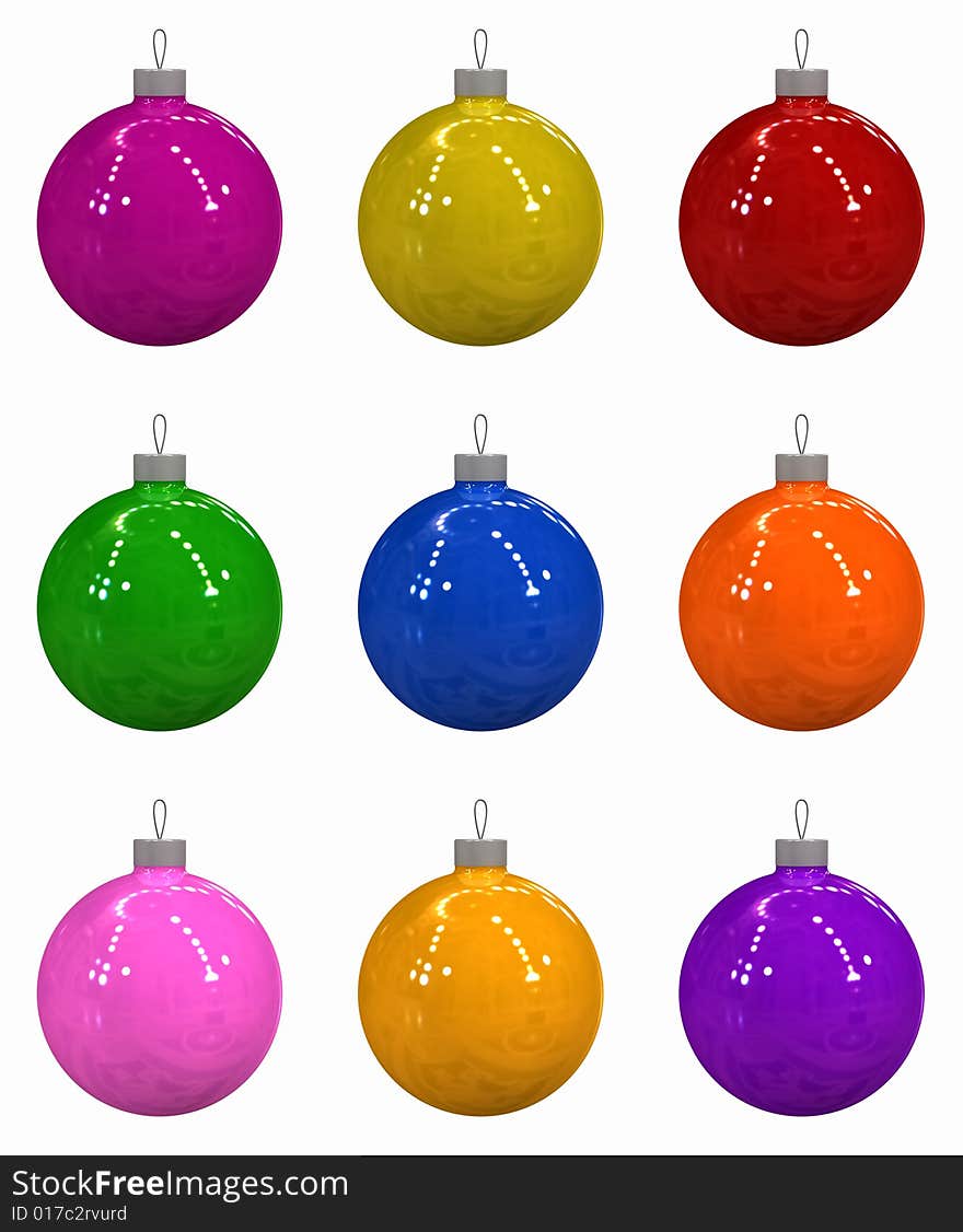 Nine Christmas balls