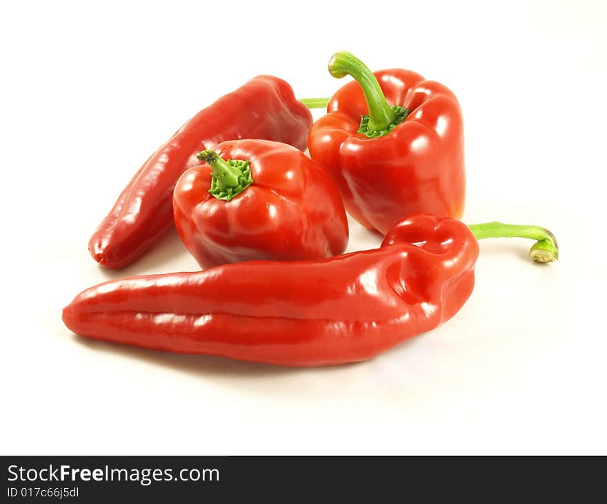 Chilis and peppers, isolated