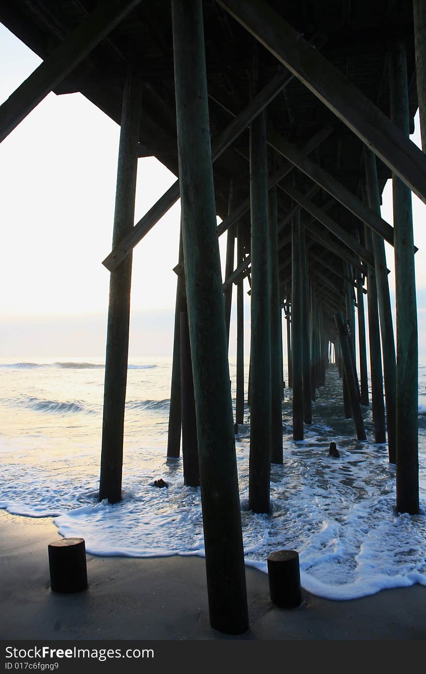 View from under the fishing pier at Carolina Beach, NC. View from under the fishing pier at Carolina Beach, NC