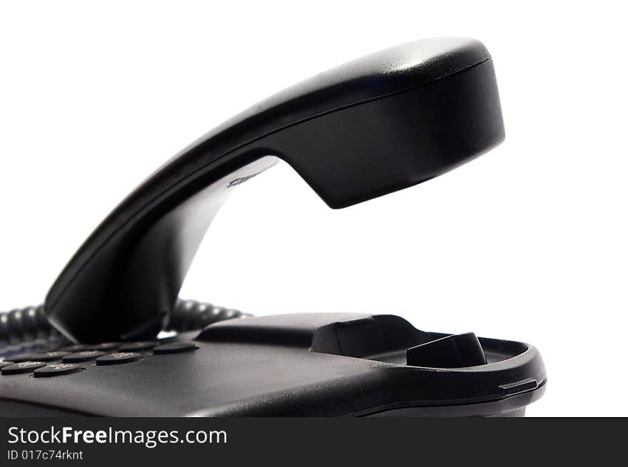 Black telephone isolated