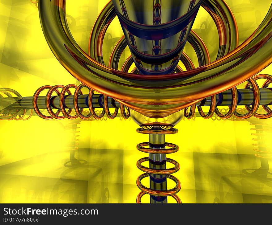 Abstract 3D Render Yellow Tube Background