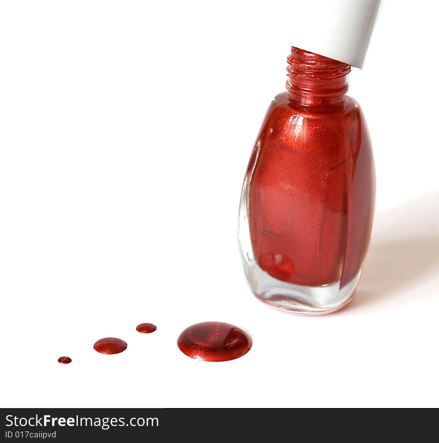 Red enamel isolated on a white background