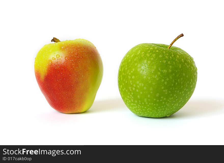 Two sweet apples isolated on white background