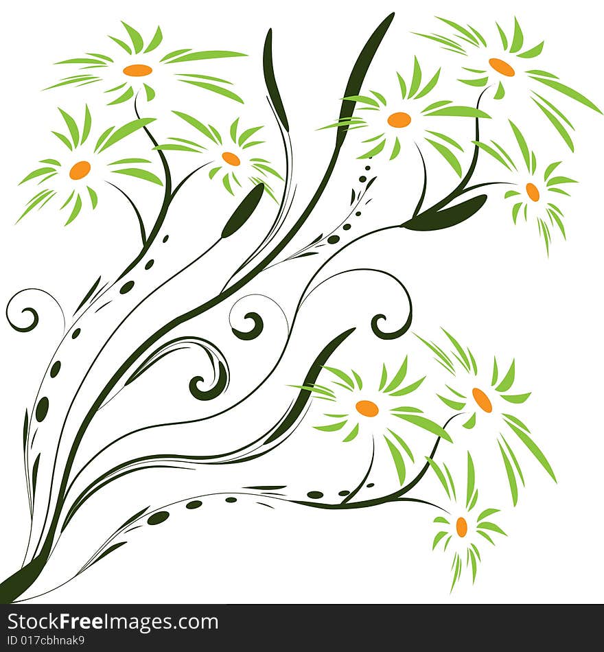 Green and black floral banner vector