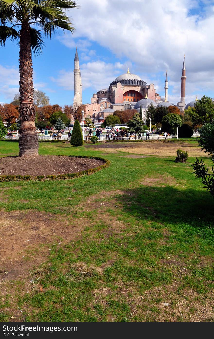 Hagia Sophia is a former patriarchal basilica, later a mosque, now a museum in Istanbul, Turkey. Famous in particular for its massive dome, it is considered the epitome of Byzantine architecture.