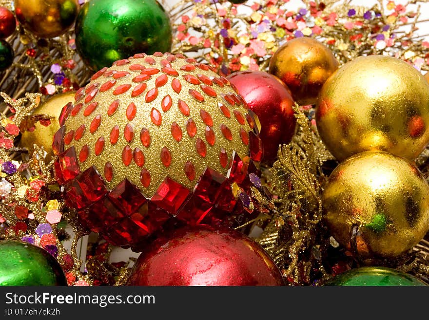 Colorful decorative Christmas ornaments for holidays. Colorful decorative Christmas ornaments for holidays