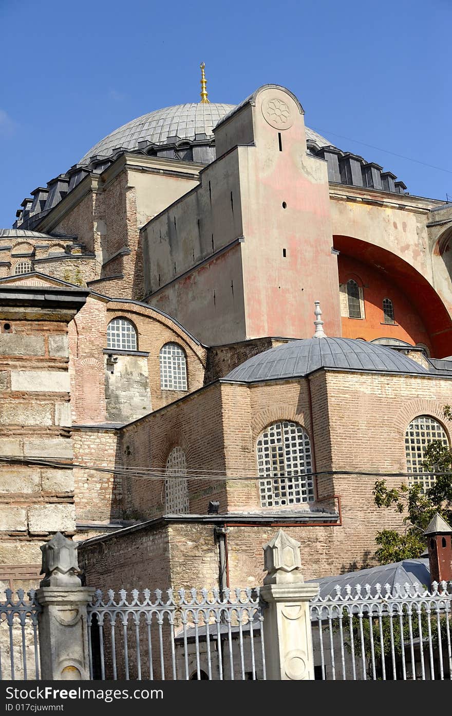 Hagia Sophia is a former patriarchal basilica, later a mosque, now a museum in Istanbul, Turkey. Famous in particular for its massive dome, it is considered the epitome of Byzantine architecture.