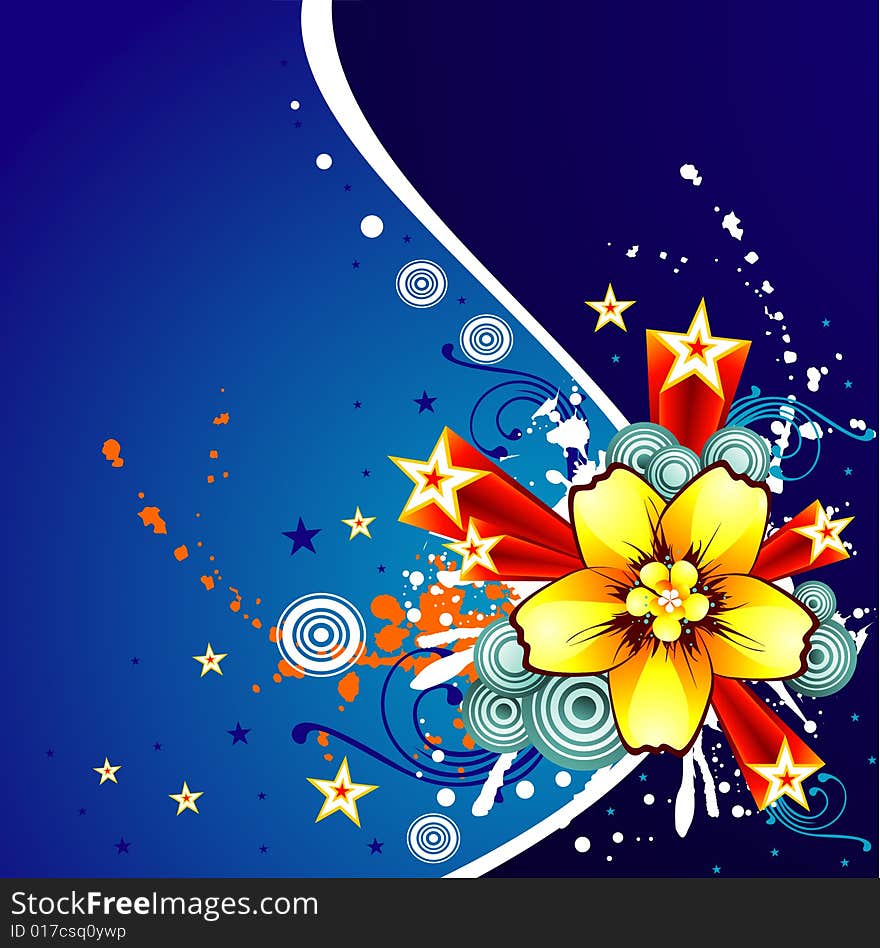 Vector fantasy background and flowers illustration composition. Vector fantasy background and flowers illustration composition