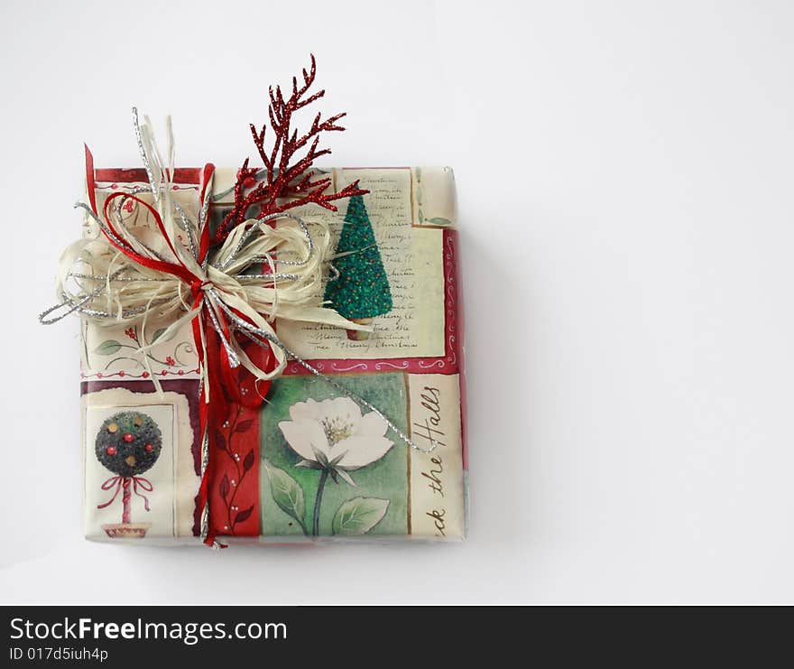 Splendid christmas gift on the white background