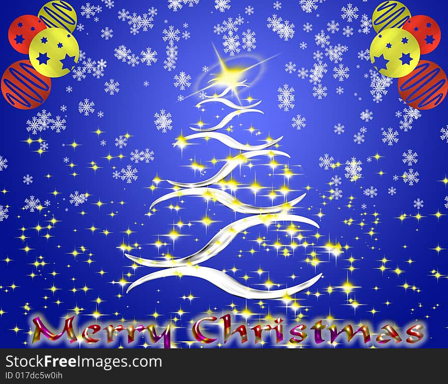 Christmas card with Christmas symbols and merry christmas