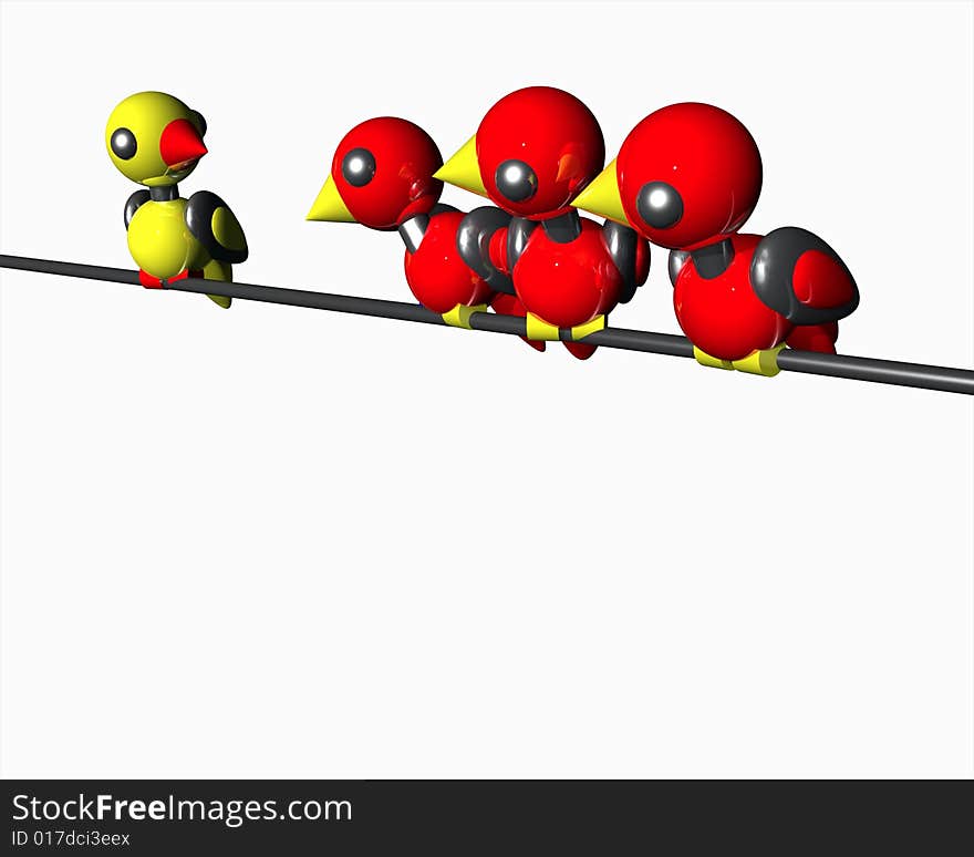 Robot Birds On A Wire