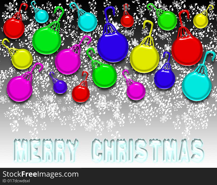 Christmas card with Christmas symbols and merry christmas