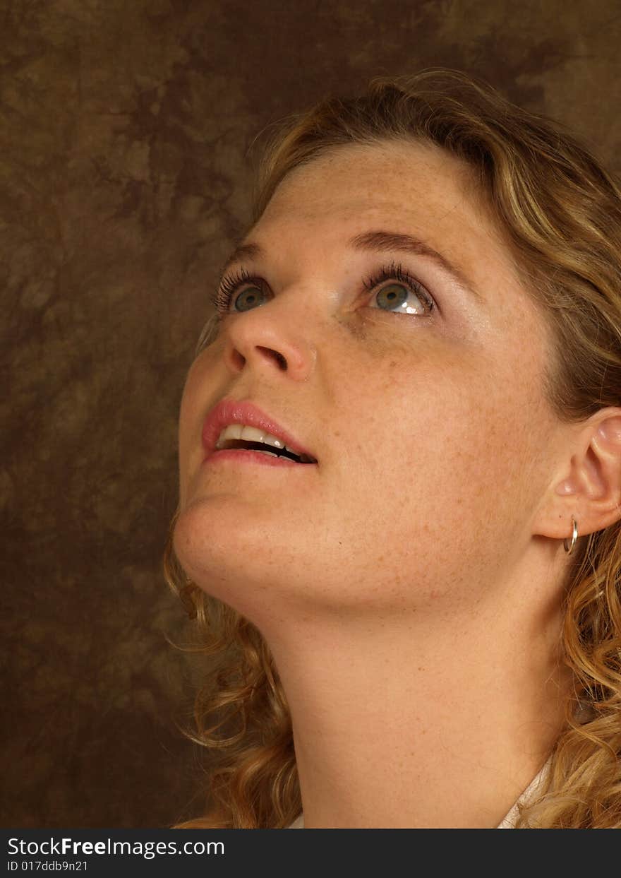 Brown Haired Model Looking Upward