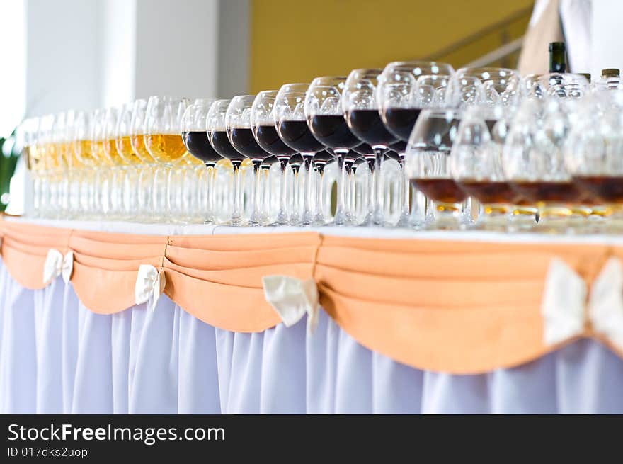 Array Of Wineglasses, Selective Focus