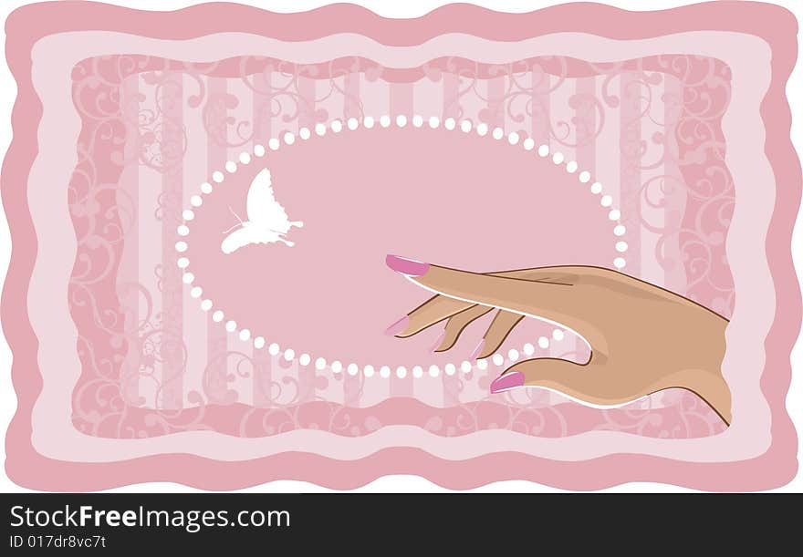 Butterfly and female hand vector