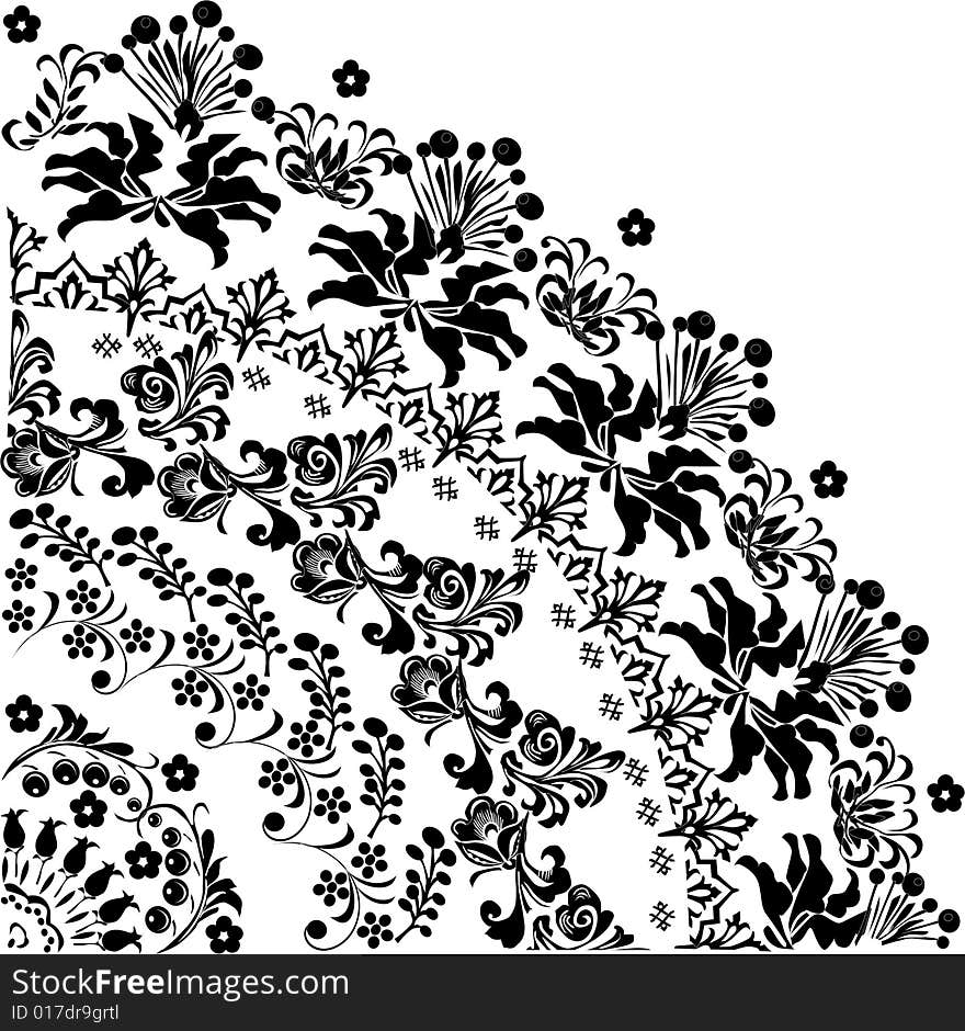 Illustration with black decoration on white background. Illustration with black decoration on white background