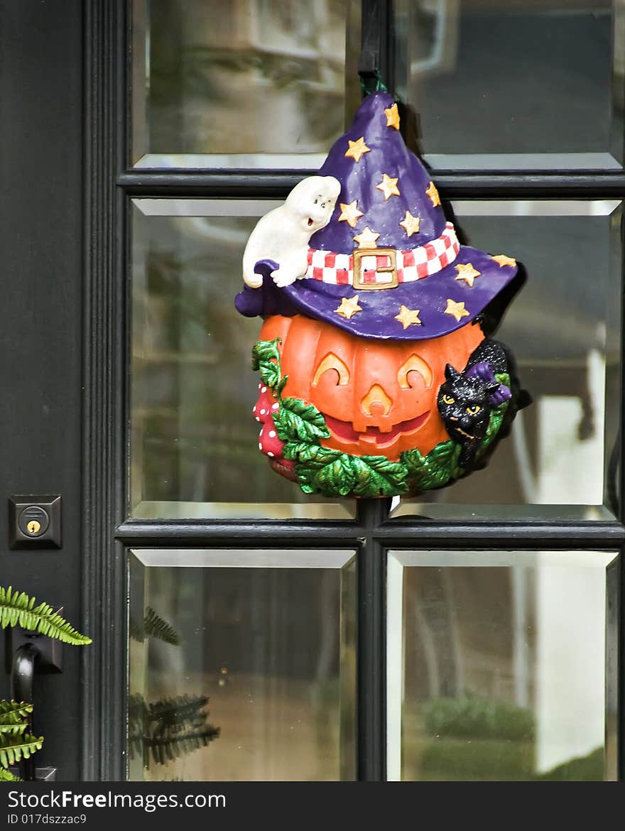 Pumpkin, Ghost, Cat and Hat Wreath