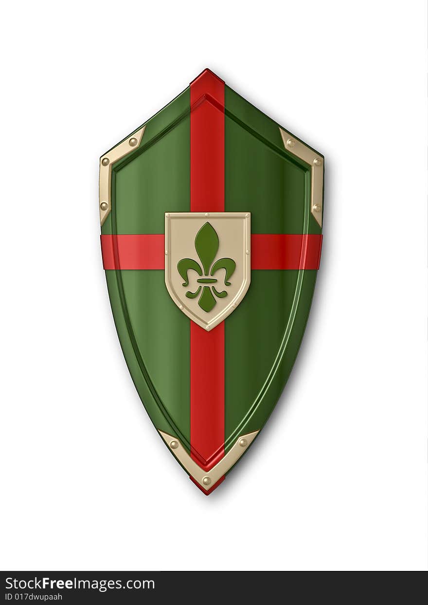 The image of the shield laying on a background, 3D rendering