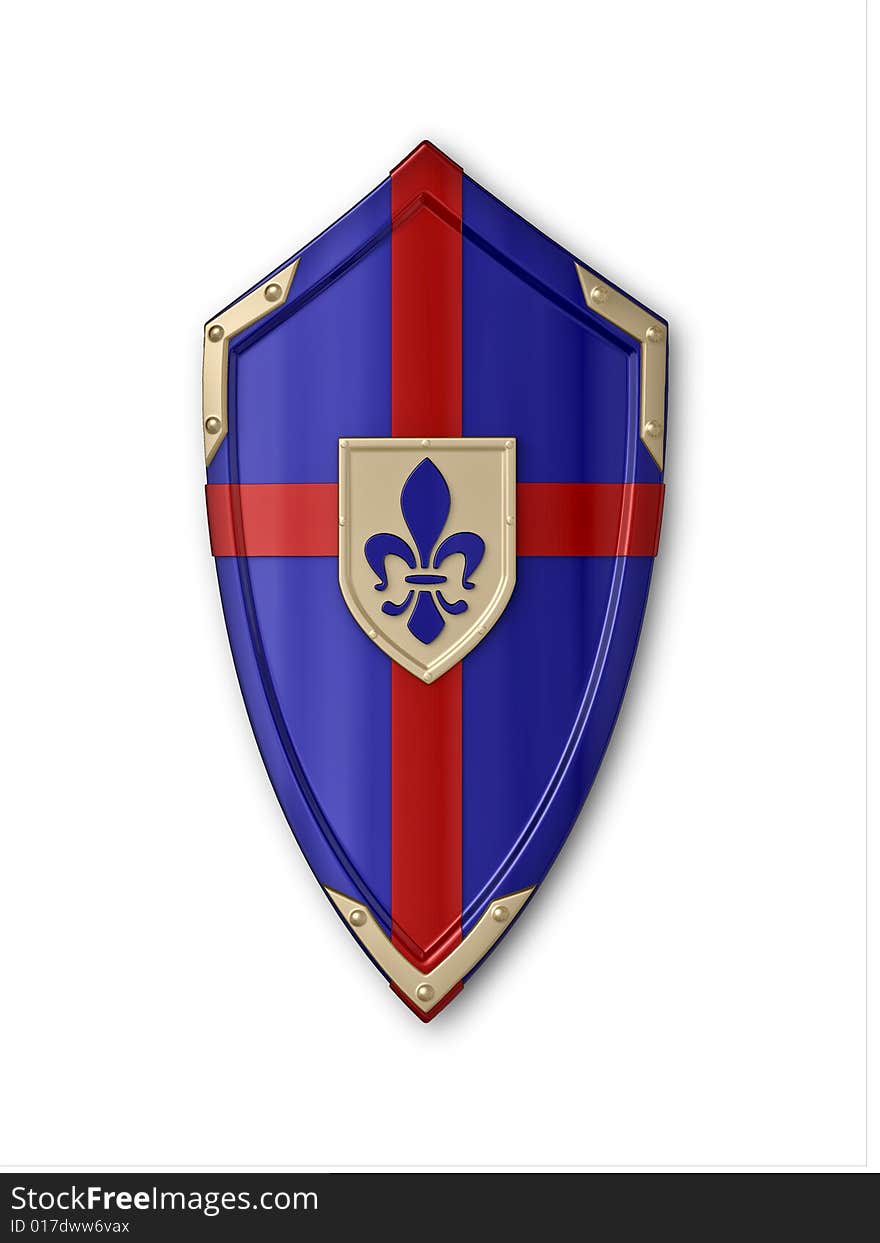 The image of the shield laying on a background, 3D rendering