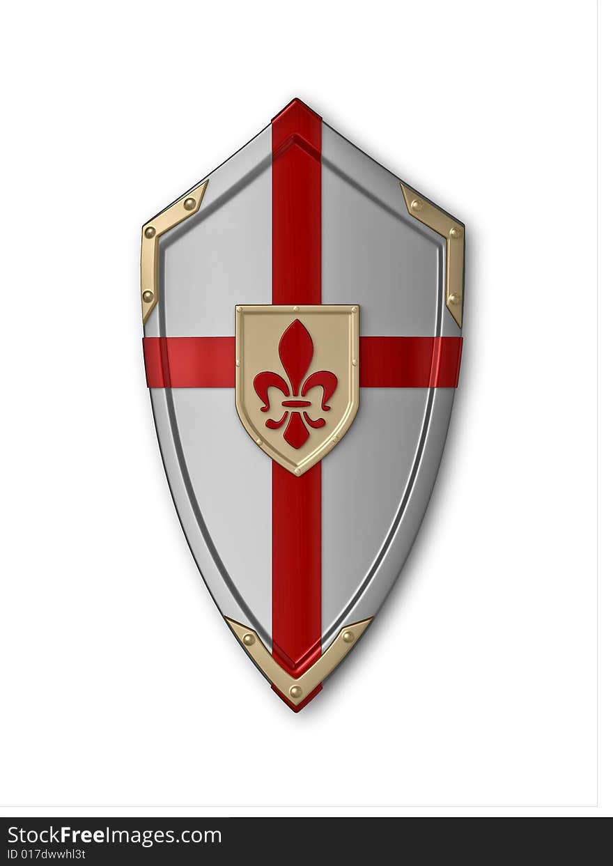 The image of the shield laying on a background, 3D rendering