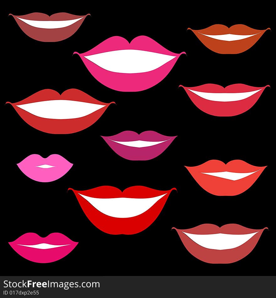 Smiles, lips background, vector illustration