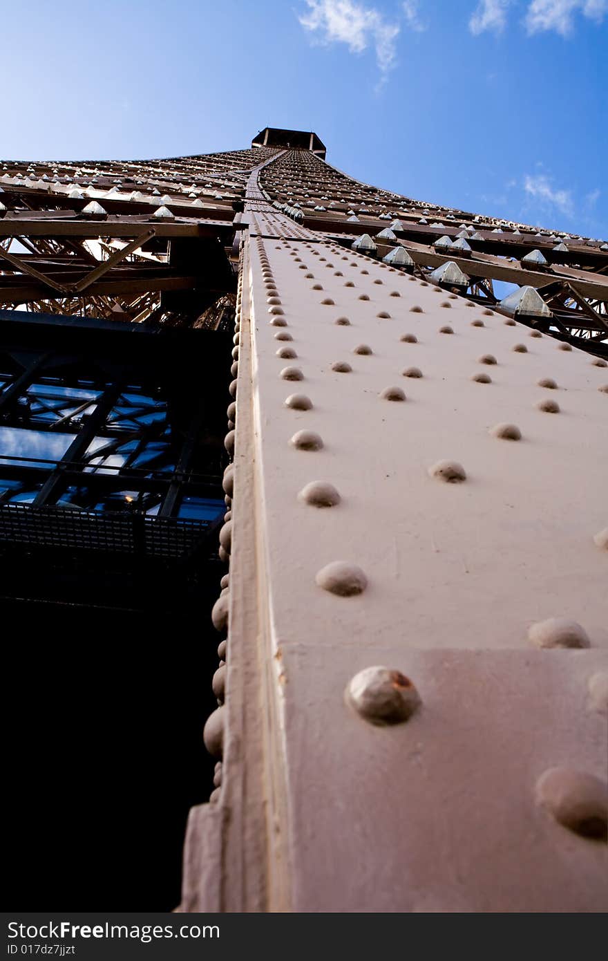 View of The Eiffel Tower in Paris on a sunny day. View of The Eiffel Tower in Paris on a sunny day