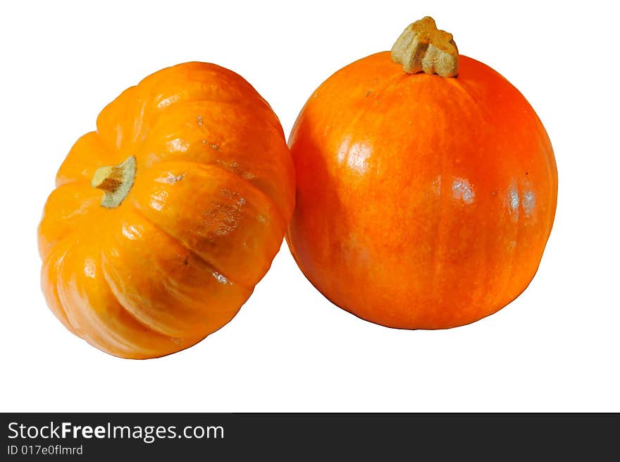 A pair of pumpkins on the eve of halloween