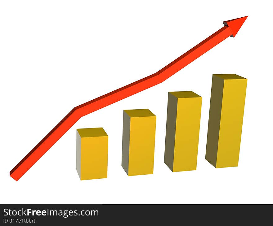 The diagram of growth with a red arrow. The diagram of growth with a red arrow.