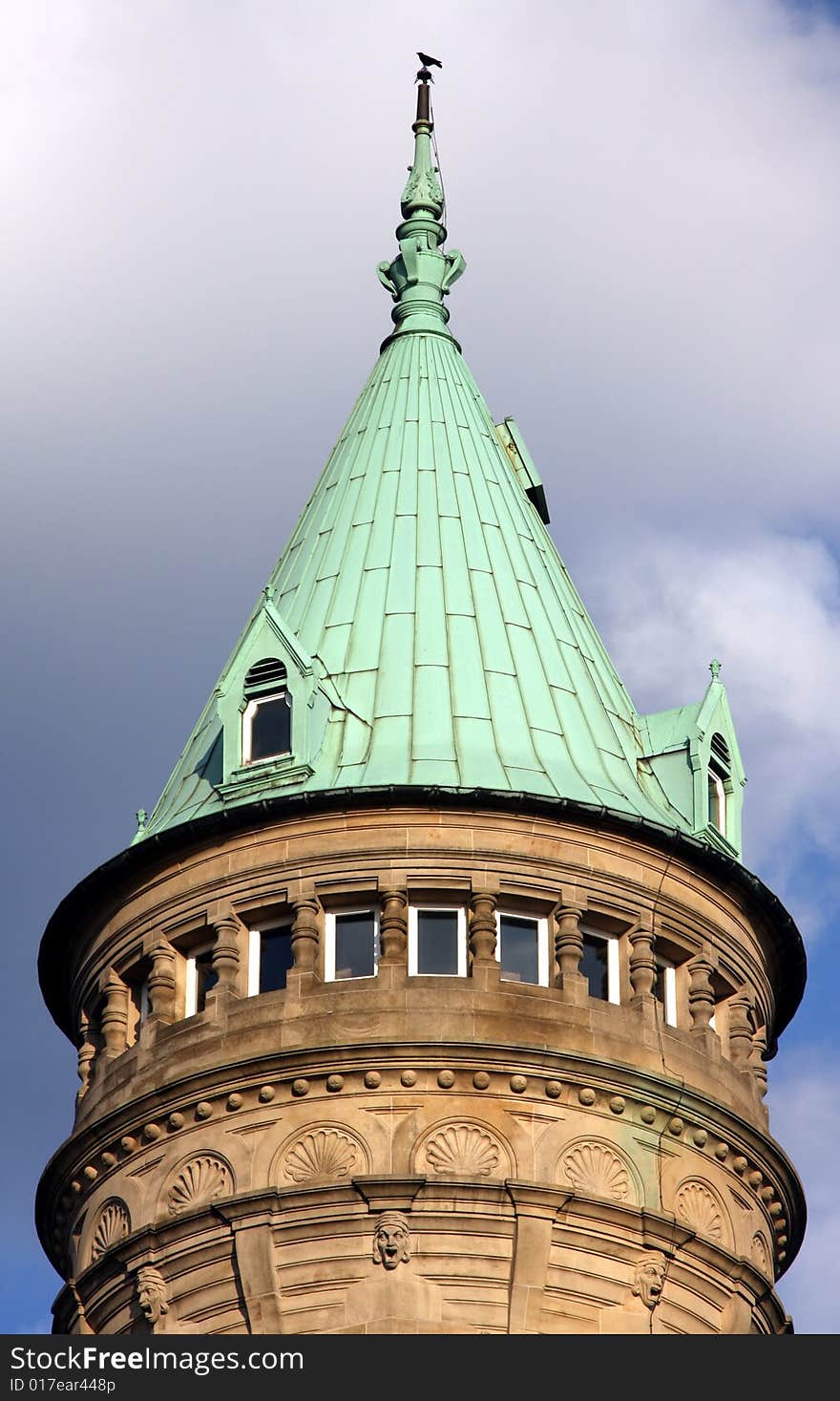 A tower on a public building in Luxembourg. A tower on a public building in Luxembourg