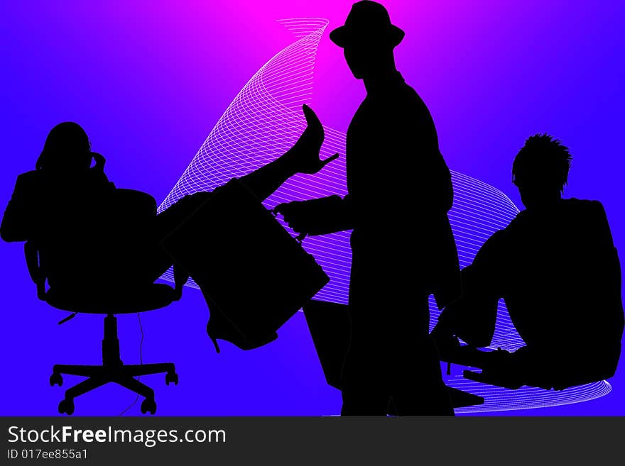 Business people over abstract background. Silhouettes. Business people over abstract background. Silhouettes.