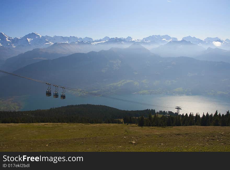 Alpine surrounding. View from Niederhorn on Thunersee, Switzeland