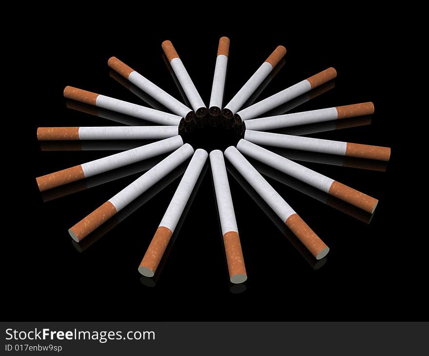 Cigarettes on black background