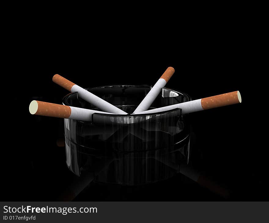 Cigarettes with filters in ashtray